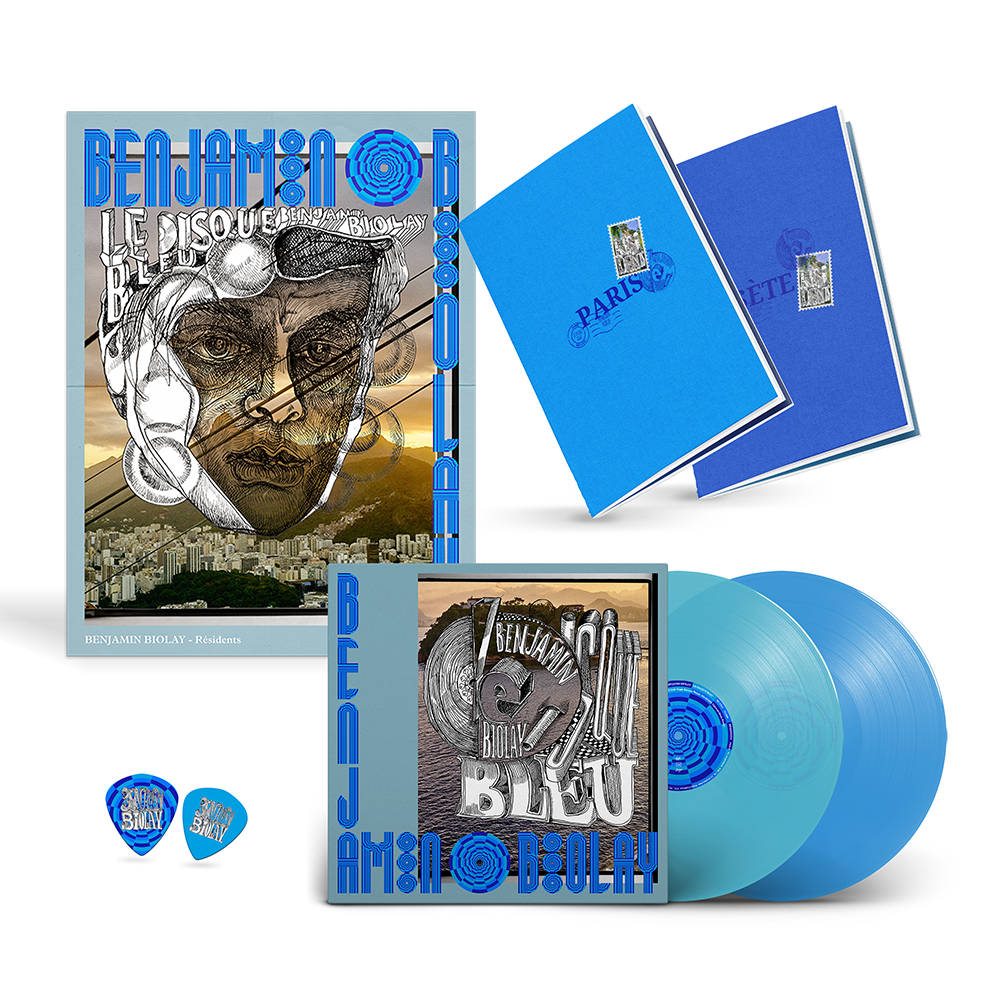 Double Vinyle Exclusif (24 titres) | Le Disque Bleu + Affiche “Résidents” dédicacée + 2 carnets “Résidents” + set de 2 mediators